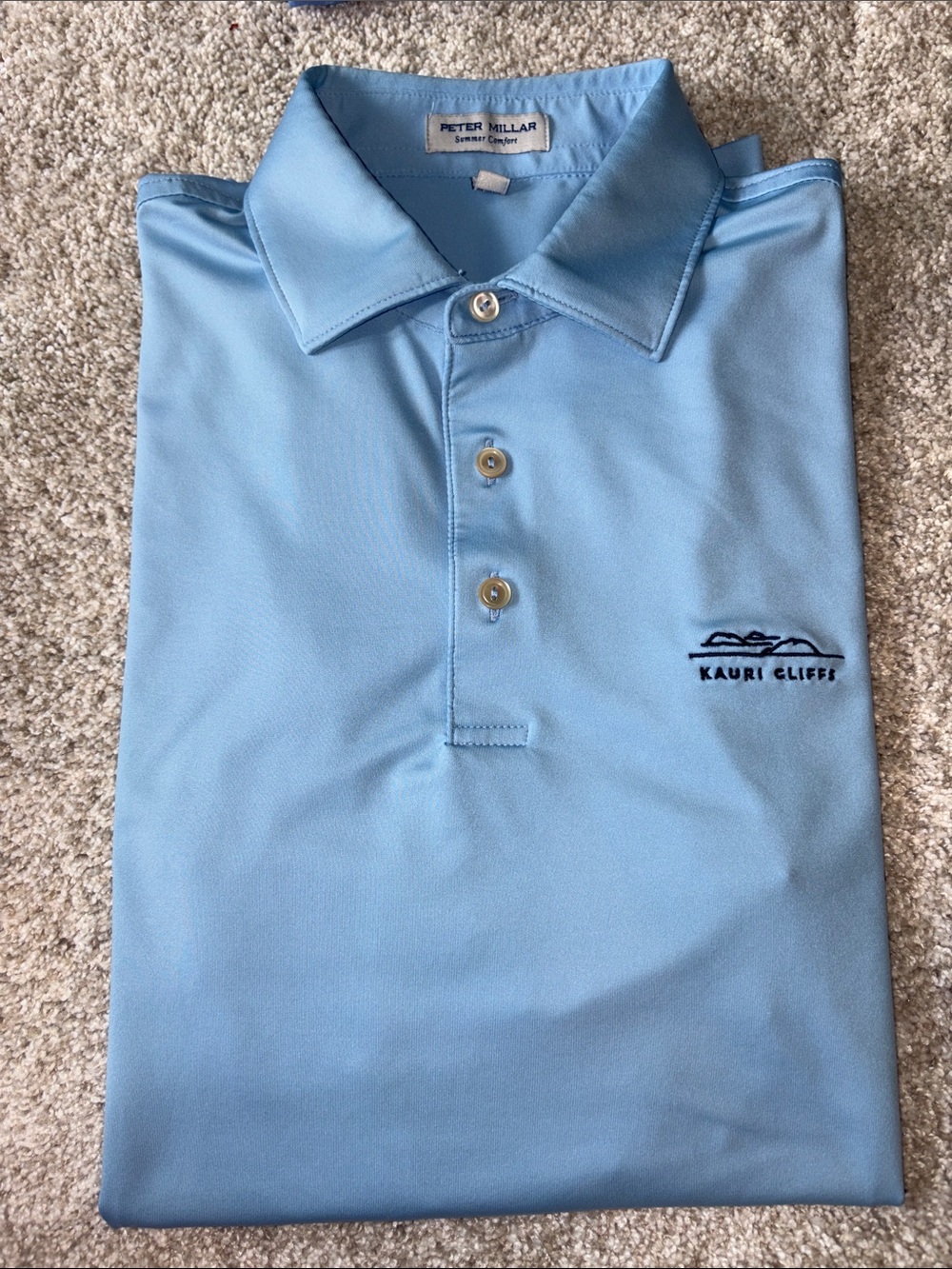 Peter Millar Summer Comfort Light Blue Polo with Kauri Cliffs Logo (small)